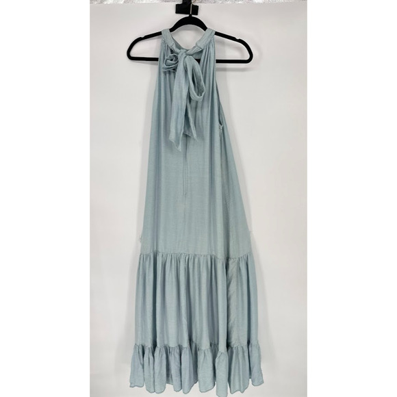 Vince Camuto Sleeveless Tiered Tencel Maxi Halter Dress Blue Large Tiered Flowy - Picture 8 of 11